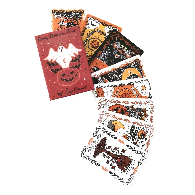 Tarjeta de Tarot feliz de Halloween, juego de cartas de papel, entretenimiento, tarjeta de adivinación del destino, Tarot y una variedad de opciones de Tarot, guía en PDF