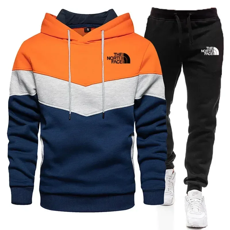 2025 masculino primavera e outono impressão com capuz jumper manga longa com capuz + calças de duas peças moda casual fitness terno esportivo