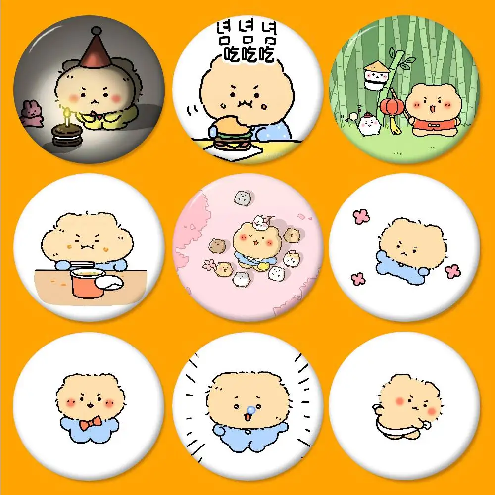 M-Manggom 32/44/58mm Round Cartoon Brooches Handmade Pins for Backpack Jewelry Accessories Gifts Creative Badge