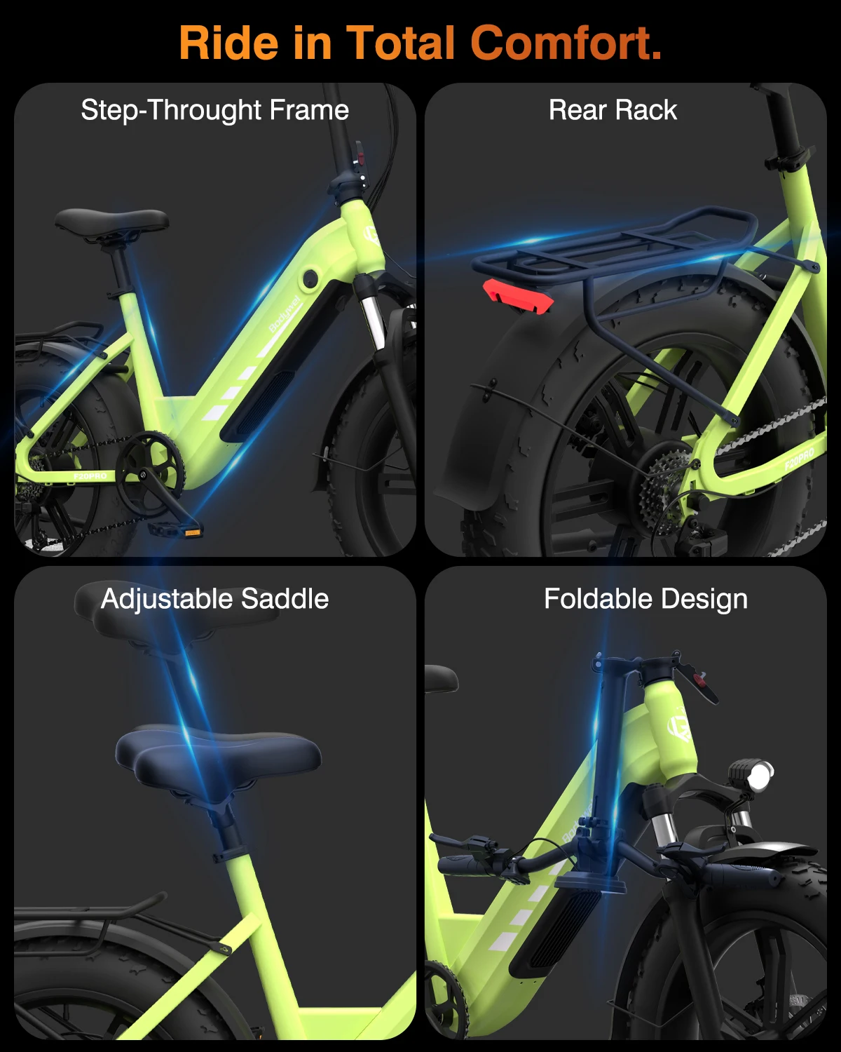 Bodywel F20 Pro Erwachsenen-Elektrofahrrad E-Bike 48V18AH Akku 20 Zoll Reifen Schneemobil E-Bike – Detail 5