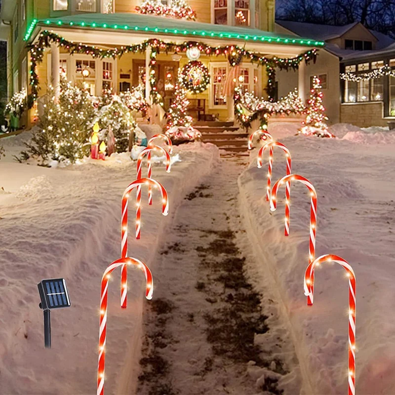 Lumières de canne de bonbon de Noël, lumières exécutives de chemin rouge et blanc, lumières extérieures de paysage de cour, 15 pouces