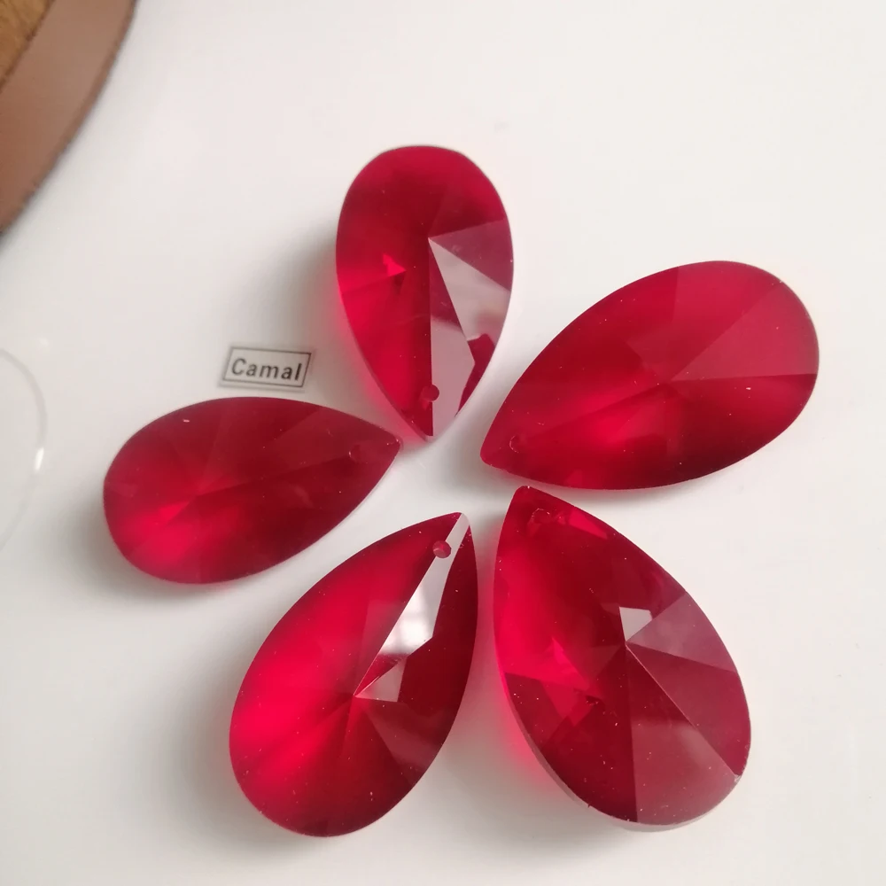 

Camal 5PCS 38mm Red Pear Shape Crystal Pendants Prisms Drops Hanging Beads For Chandelier Lighting Lamp Wedding Parts Home Decor