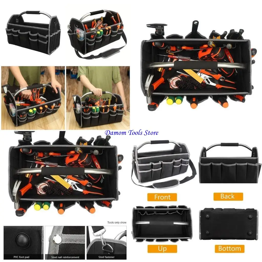 57BE 16inch Tool Bag Heavy Duty Tool Bag with Adjustable Shoulder Strap Wide Mouth