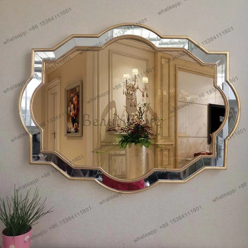 Espejo Nórdico Decorativo de Lujo, Espejo de Pared Artístico que Ahorra Espacio, Espejo con Marco Estético para Niñas, Espejo Minimalista, Decoración para el Hogar
