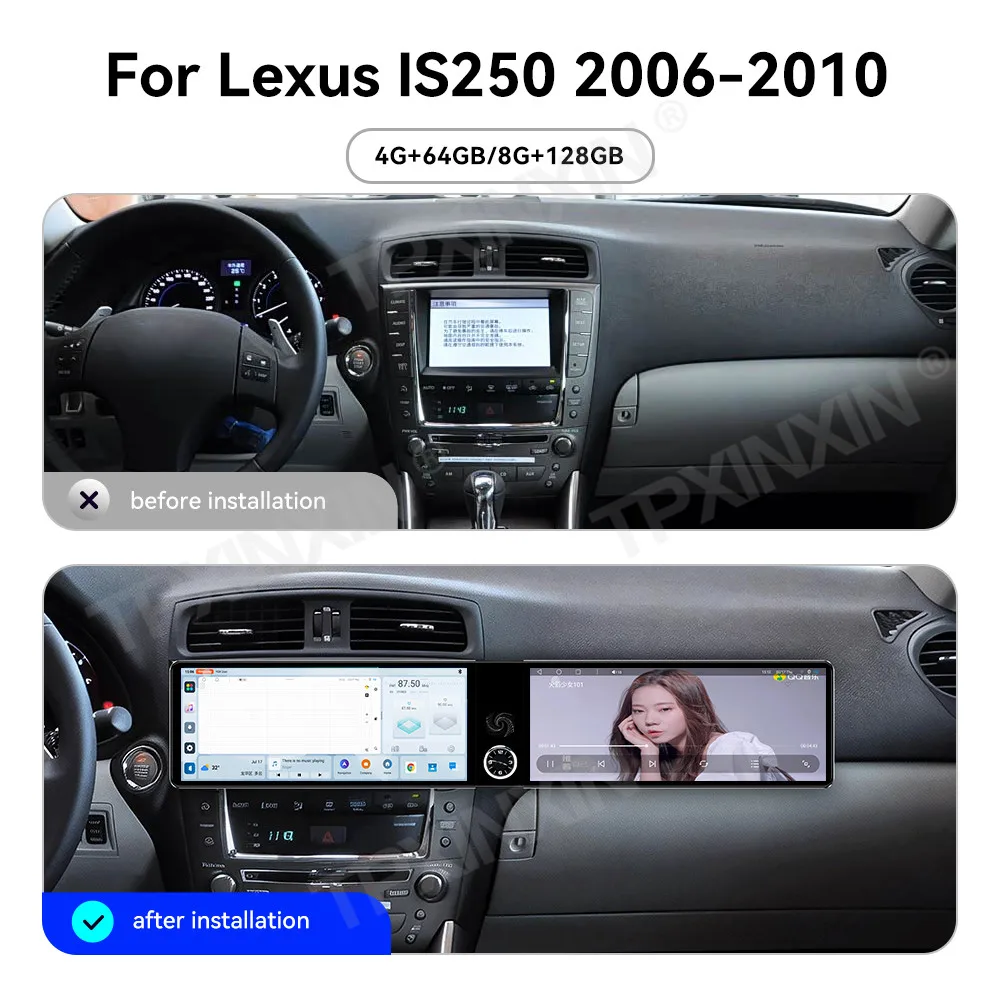 12.3 Inch Screen Car Radio For Lexus IS250 2006-2010 Android Auto GPS Navigation Multimedia Video Stereo Receiver Head Unit