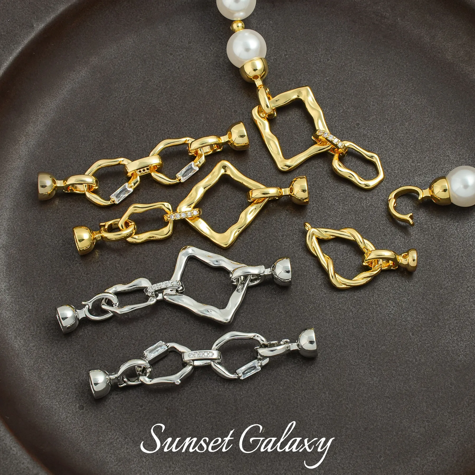 18k Gold-plated Simple Oval Irregular Connection Buckle Handmade Beaded DIY Material Bracelet Necklace Jewelry Accessories