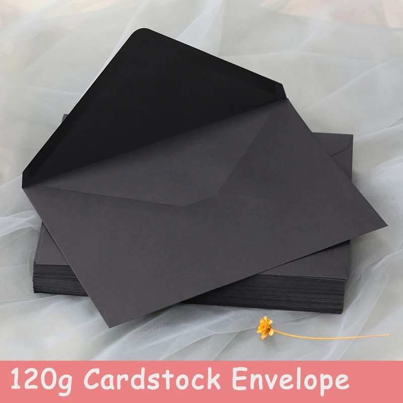 

50 шт./лот, черные конверты, деловые принадлежности, картон 120 г/м² для свадебных приглашений, открыток, писем, подарочных коробок, упаковки, канцелярских товаров