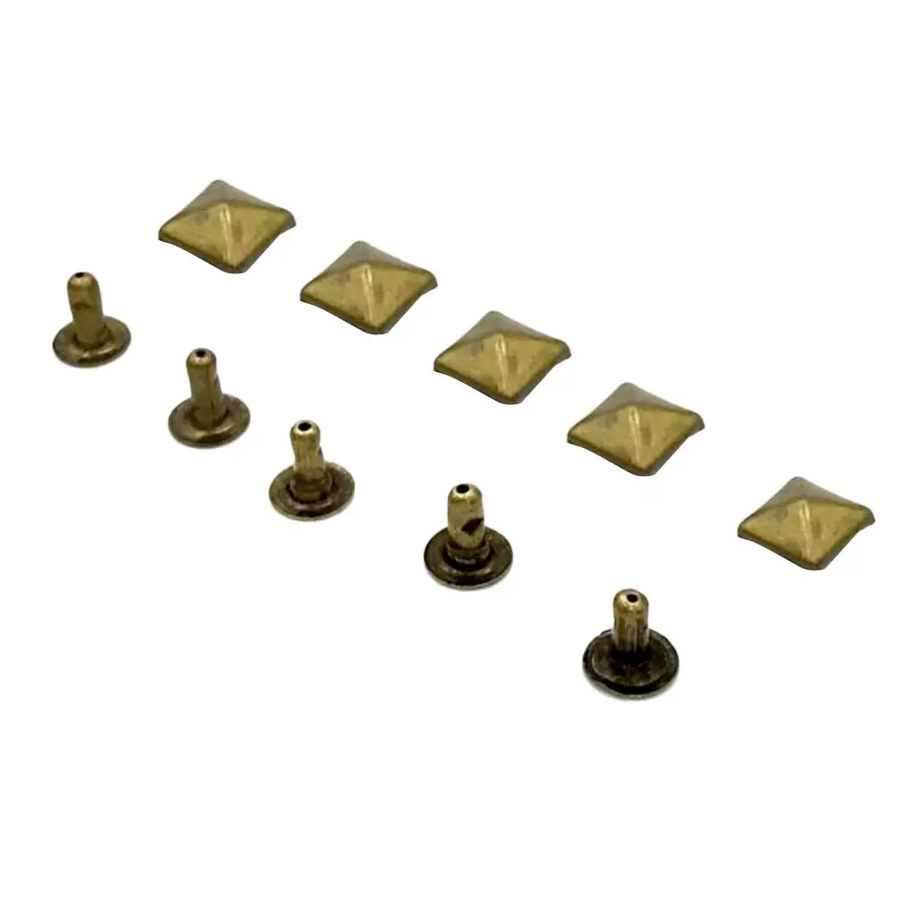 Pyramid Square Stud Rivets Copper Leathercraft Studs Metal Setting Studs DIY Accessories for Clothes Bag Wallet Shoes