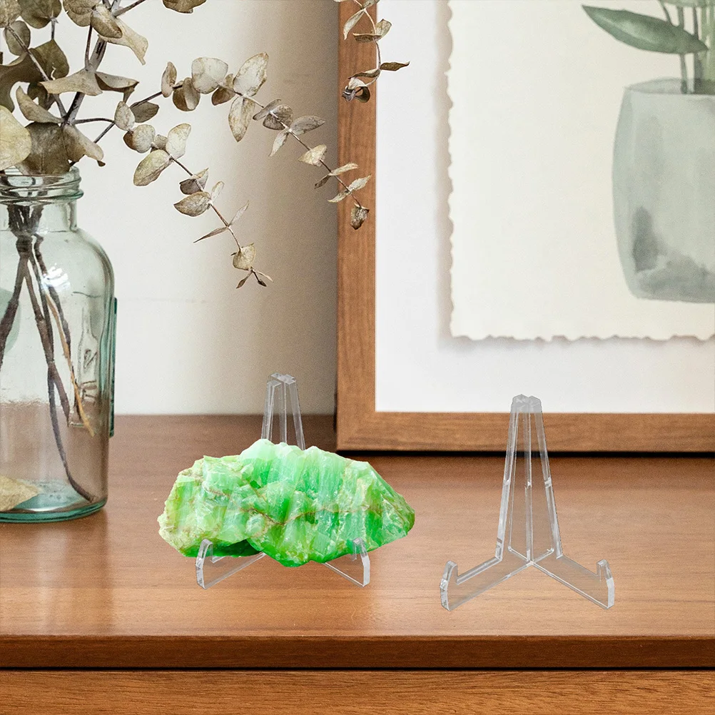 

3pcs Jade Sheet Porcelain Plate Display Rack Acrylic Storage Organizer Transparent Easel Stand for Cups Bowls Saucers Artwork