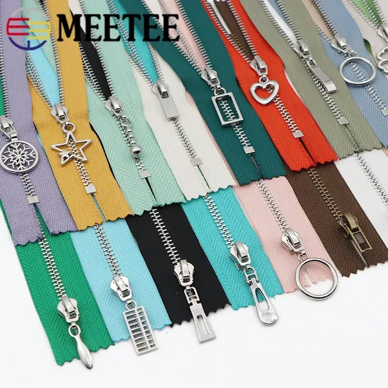 5Pcs 15/18/20/25/30cm Close-End 3# Metal Zippers for Sewing Bag Decorative Zipper Jacket Garment Zip Reapir Kit DIY Accessories