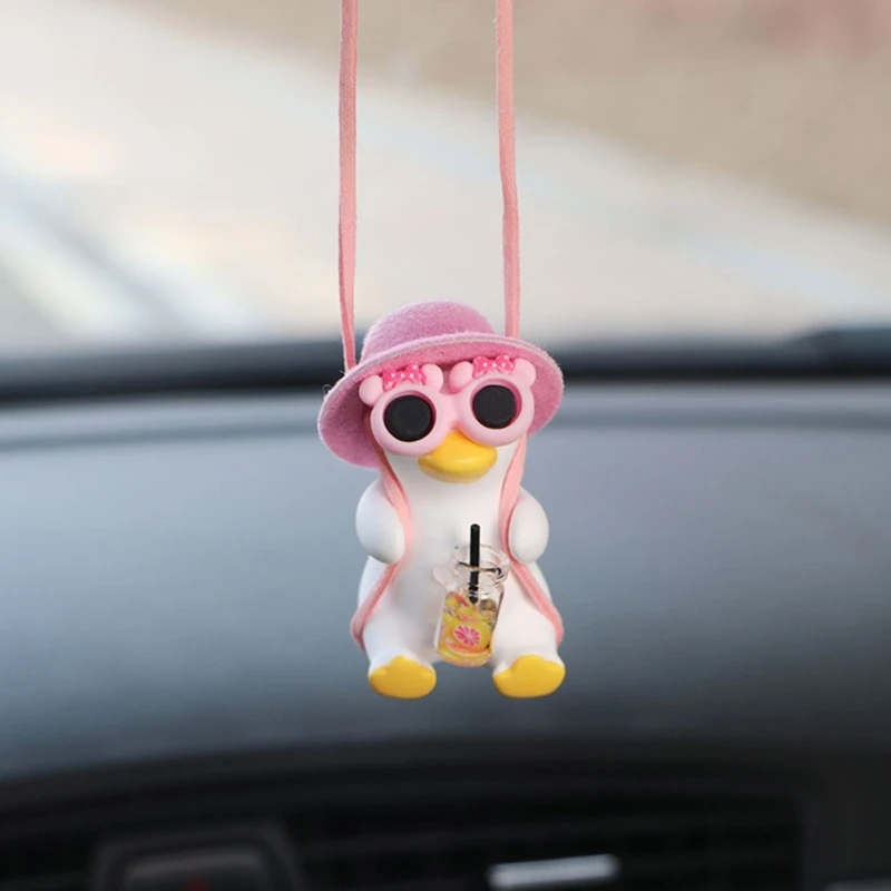 Charm Swing Duck Car Auto Rearview Mirror Hanging Ornament Delightful Decor Dropshipping