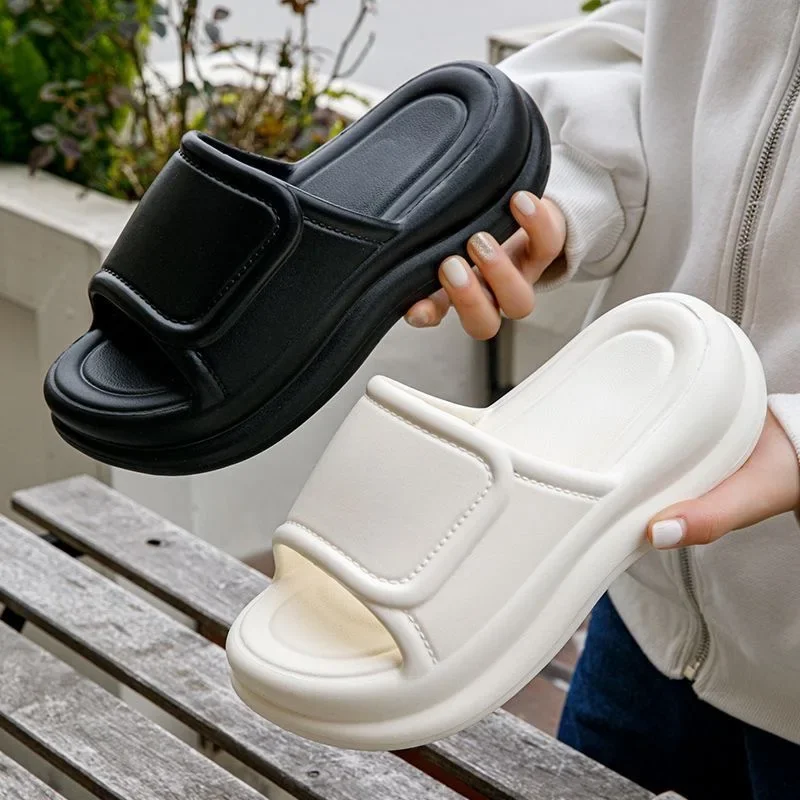 Solid Color Chunky Wave Platform Slippers Woman Summer 2026 Outdoor Anti Slip Beach Slides Ladies Height Increaseing Slippers image 4