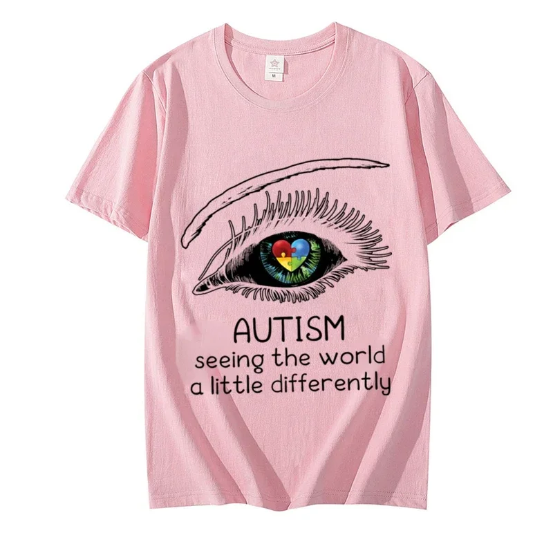 Autism Awareness Seeing The World A Little Differently Prints Women T-Shirts Hip Hop Streetwear Casual Tops Female Kids Clothing