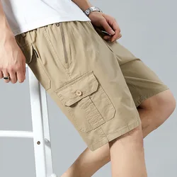 Spring Summer New Fashion Men's Clothing High Waist Drawstring Rope Hombre Solid Color Loose Straight All Match Casual Shorts