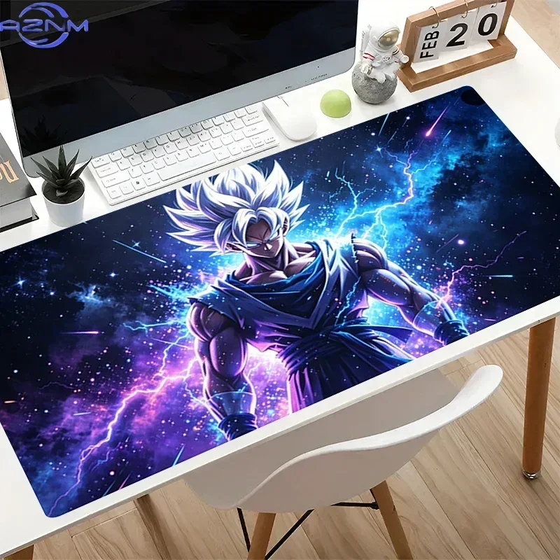 Anime White Hair Warrior Galaxy Lightning Starry Sky Print Mouse Pad, Rubber Non-Slip Base, Smooth Surface for Gaming and Office