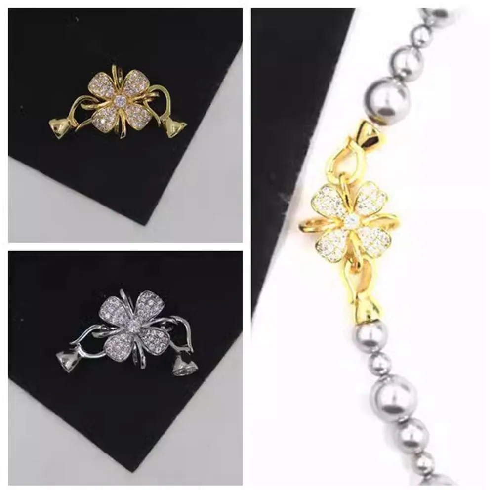 DIY Accessories Long Precision Edition Small Daisy Flower Detachable Pearl Jade Crystal Necklace Bracelet Buckle V078