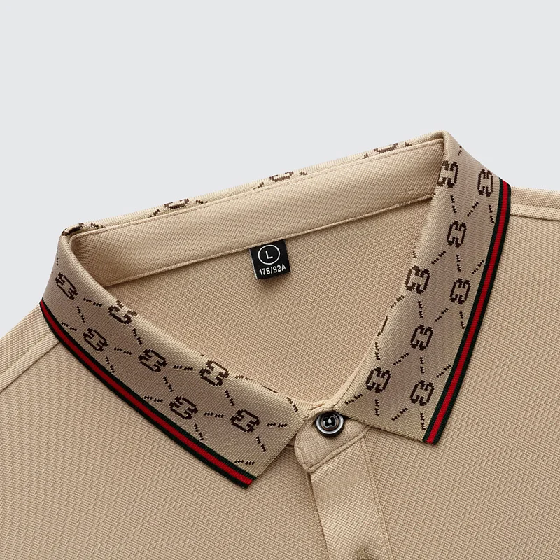 Hochwertiges Marken-Poloshirt mit kurzen Ärmeln, modisches Buchstabenprägungsdesign, Revers-T-Shirt, Sommer-Baumwoll-T-Shirt, atmungsaktiv, lässige Herrenbekleidung – Detail 31