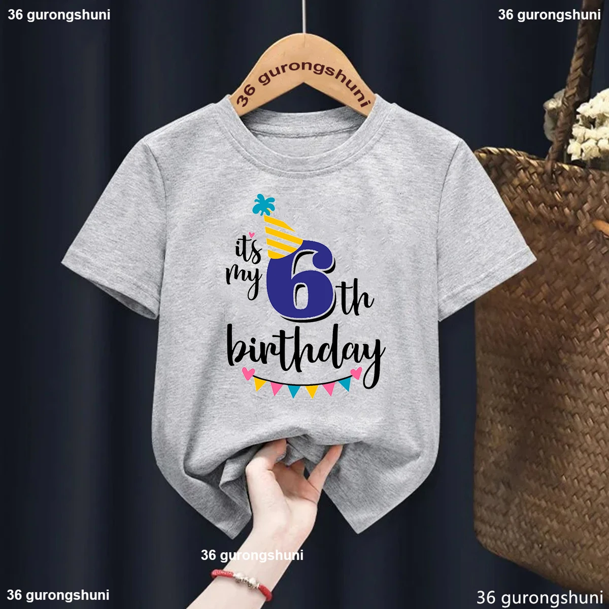 

Funny It Is My 3nd/4th/5th/6th Birthday Graphic Print T Shirt Girls/Boys Kawaii Kids Clothes Blue/Gray Tshirt Summer T-Shirt