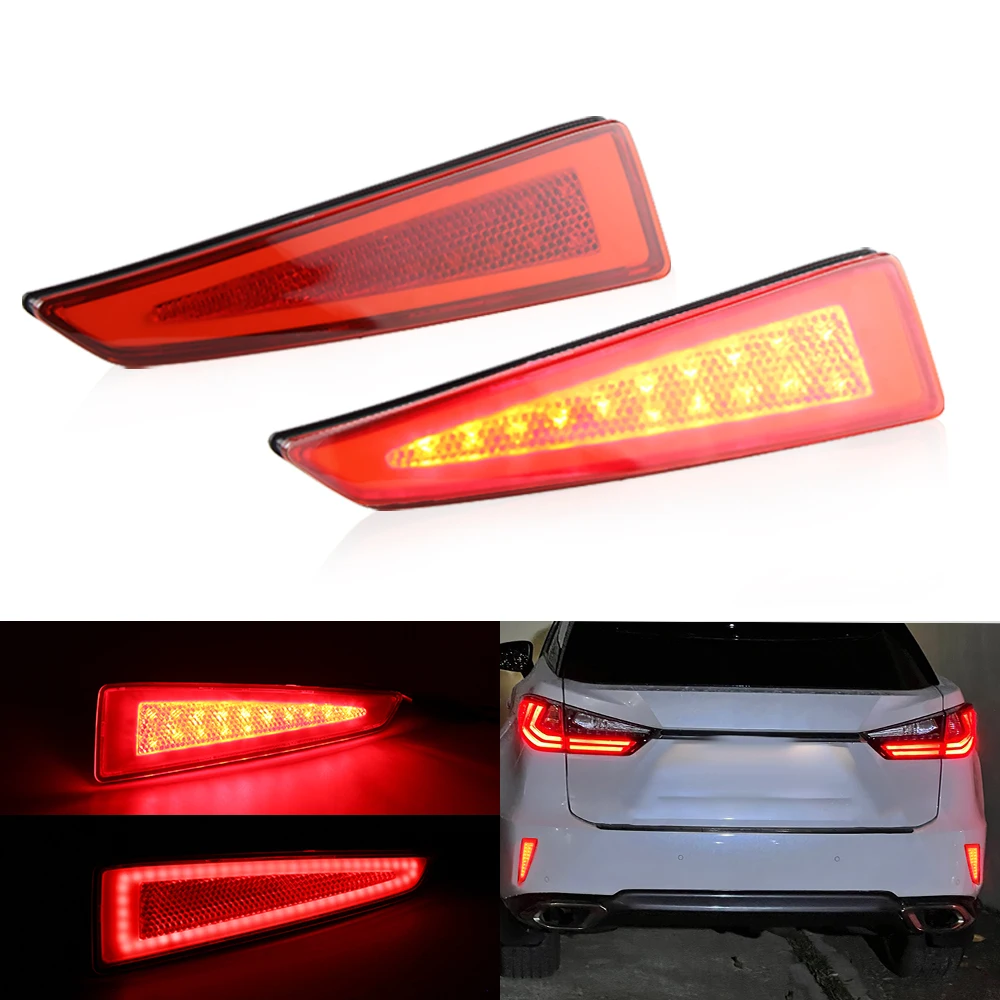 2PCS Car LED Rear Bumper Reflector Light For Lexus RX350 RX350L 16-20 RX350L Rx450h 18-19 Tail Stop Lamp Brake Parking Light 12V
