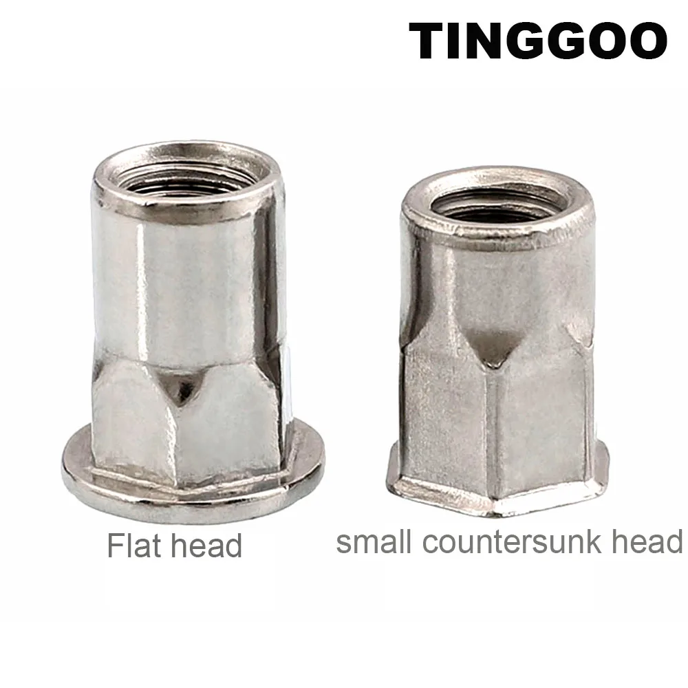 

2/5/10pcs M3 M4 M5 M6 M8 M10 M12 304 A2-70 Stainless Steel Hex Hexagon Flat Countersunk Head Binding Rivet Nut Insert Nutsert