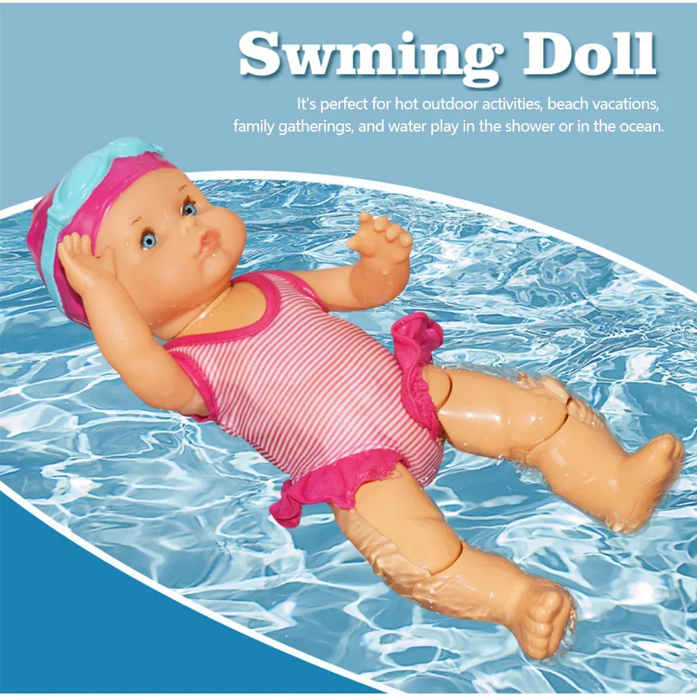 Swimming Doll Waterproof Kids Bathroom Bath Toy with Movable Joint and Detachable Suit Baby Bathtub Toy Birthday Gift for Kids