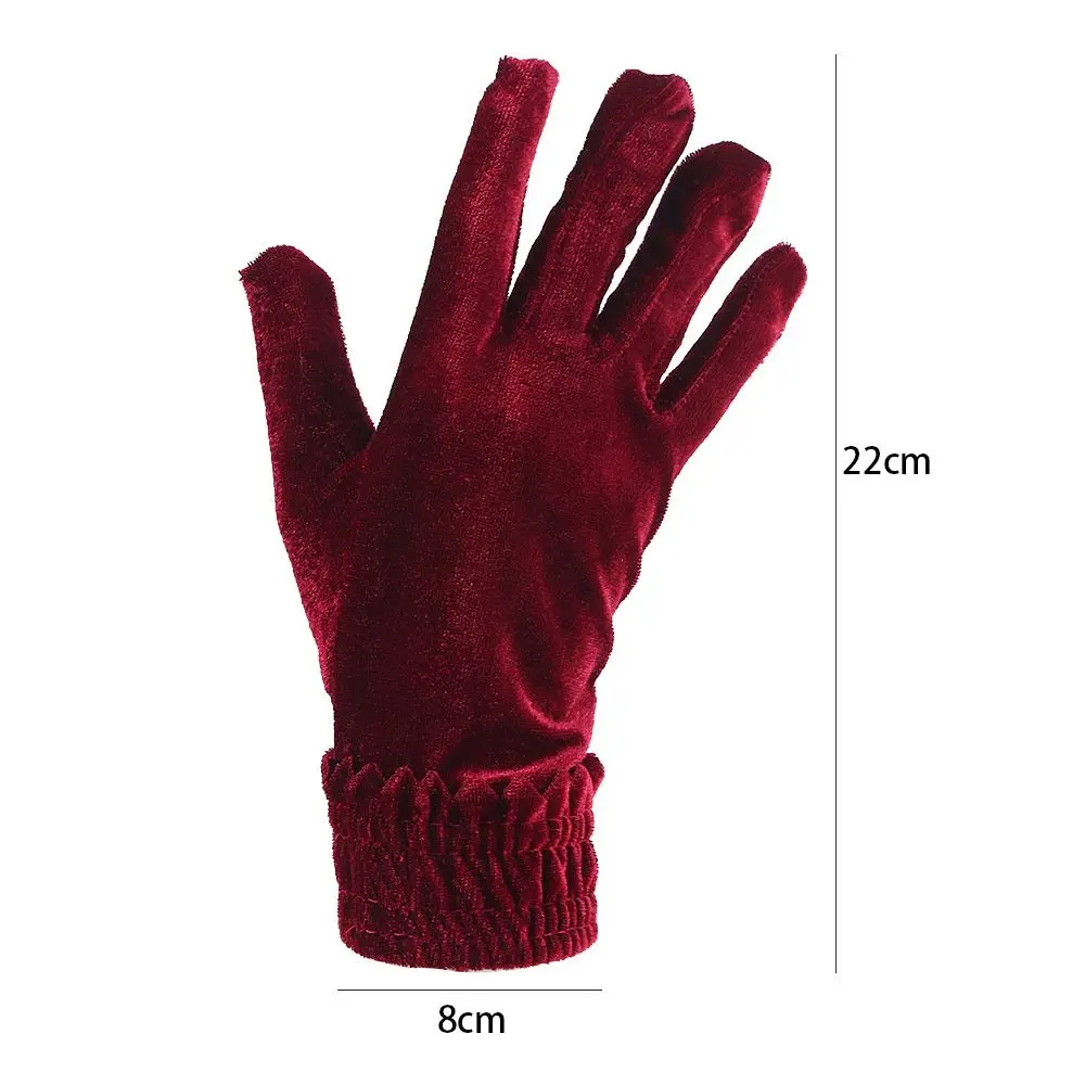 Cycling Party Soft Warm Solid Women Full Finger Mittens Elastic Driving Gloves Gold Velvet Gloves