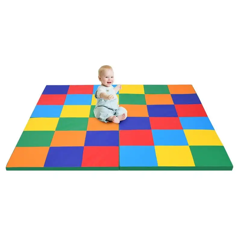 4-Section Folding Toddler Play Mat for Home & School & Kindergarten-Colorful