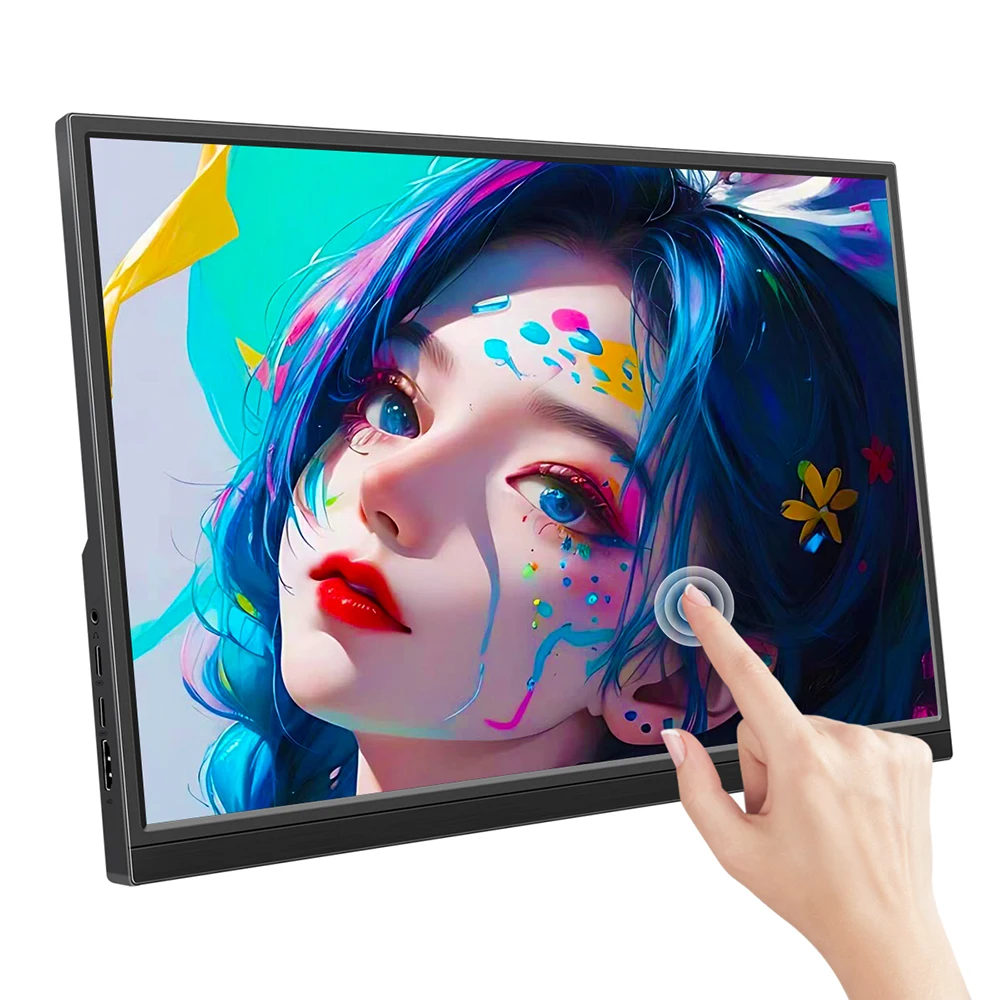 

Портативный сенсорный монитор 16/14 дюймов 1920x1200 IPS USB-C HDMI, внешний экран для путешествий со встроенными динамиками и подставкой для ноутбуков, ПК, телефонов, Mac