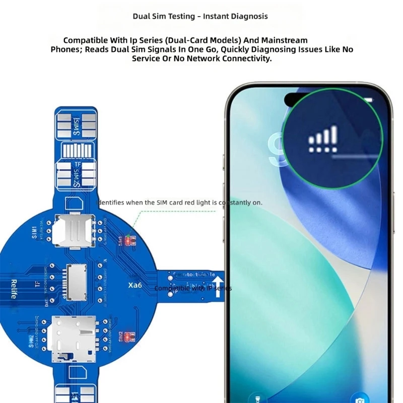 Double Phone Card Signals Test Board with Phone Card TF And NM Card Test Layout for Repair Diagnostics External NoTeardown M4YD