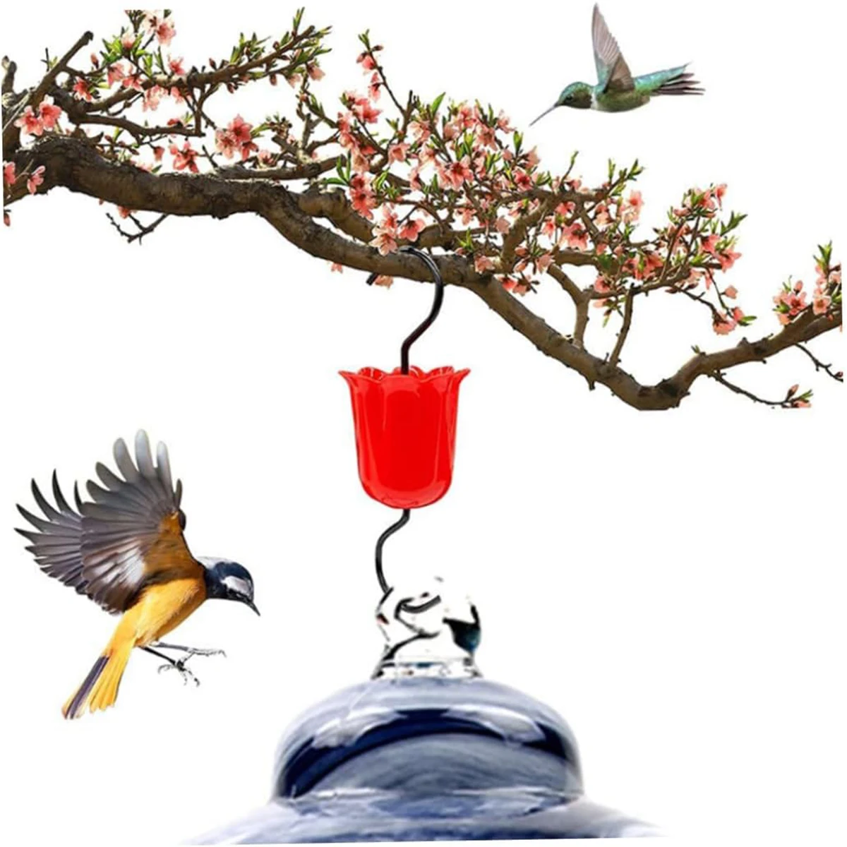

Colourful Plastic Metal Hooks Hummingbird Feeder Garden Ant Proof Hooks Supplies