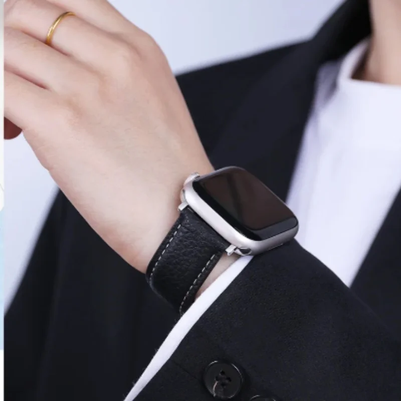 Cinturino in pelle con fibbia magnetica per Apple Watch 45mm 41mm 49mm 46mm 44mm 40mm iWatch Series 10 Ultra 49mm Cinturino per orologio di alta qualità