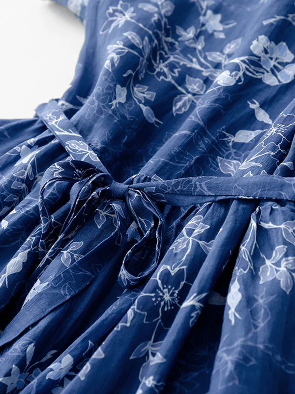 Blue Floral Print Midi Skirt D - Midi Skirt Floral ulasan dan harga