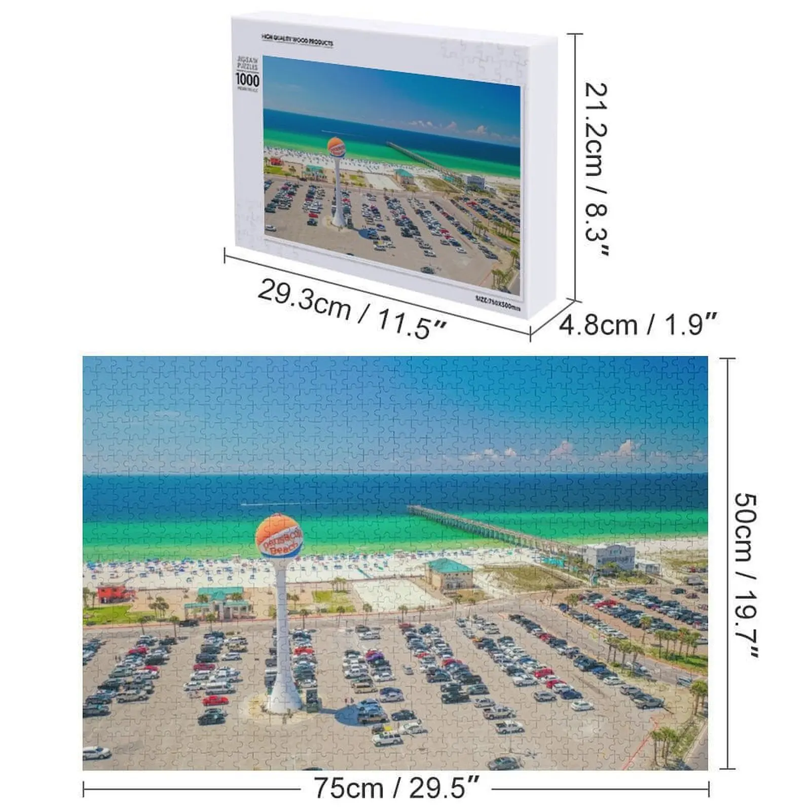 จิ๊กซอว์รูปหอคอยน้ำเอเมอรัลด์โคสต์ วู้ดส์ สำหรับผู้ใหญ่ เกมเด็ก ไอคิว ปริศนาไม้สลักชื่อส่วนตัว