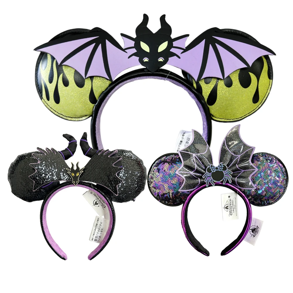 

Disney Purple Flying Dragon Headband Halloween Cosplay Festival Party PU Bat Bow Adult Hairband Women Girl Hair Accessories Gift