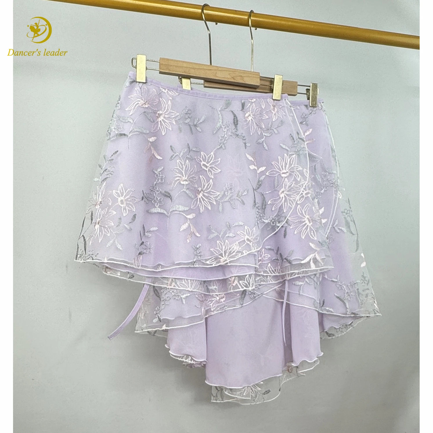 

Women's Ballet Skirt Purple Double Layered Embroidered Lace Dance Skirt Adult Jumpsuit Girl Practice Mini Skirt Picture
