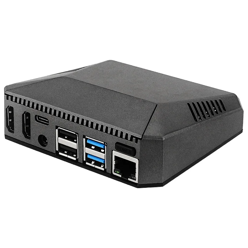 Raspberry Pi 4B Aluminum Alloy Case with GPIO Breadboard & Cooling Fan - Protective Shell for Electronics Projects