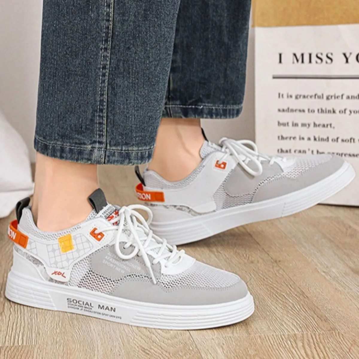 

No More Tired Feet! Men's Lightweight Casual Sneakers - Flat Lace-Up Skate Shoes for Walking Travel Daily Wear For all seasons