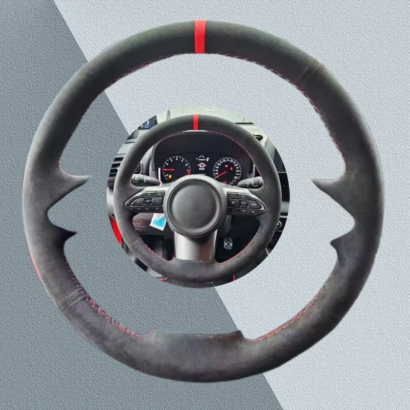 

Custom Car Steering Wheel Cover For Toyota Yaris GR 2020 2021 2022 Suede Leather Non-Slip And Soft Car Interior Accessories