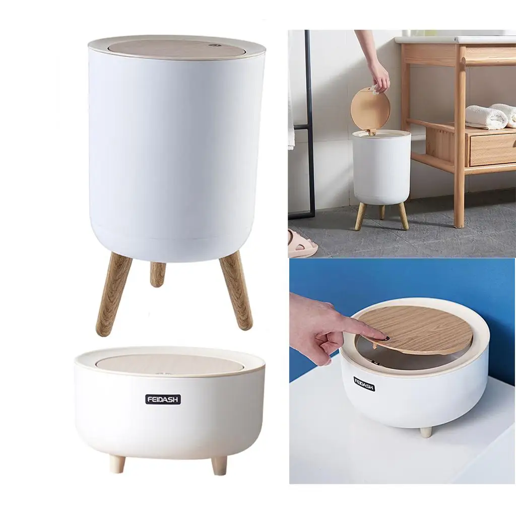 Garbage Bin Trash / Press Lid Toilet Office Desktop Dustbin