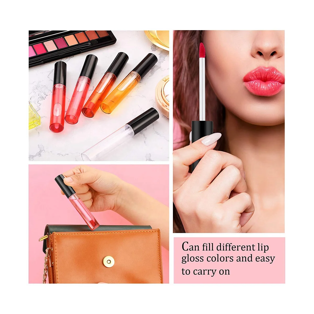 100 قطعة 10 مللي أنابيب ملمع الشفاه الفارغة واضحة صغيرة قابلة لإعادة الملء بلسم الشفاه لمعان الحاويات زجاجات بلاستيكية حاويات ملمع الشفاه