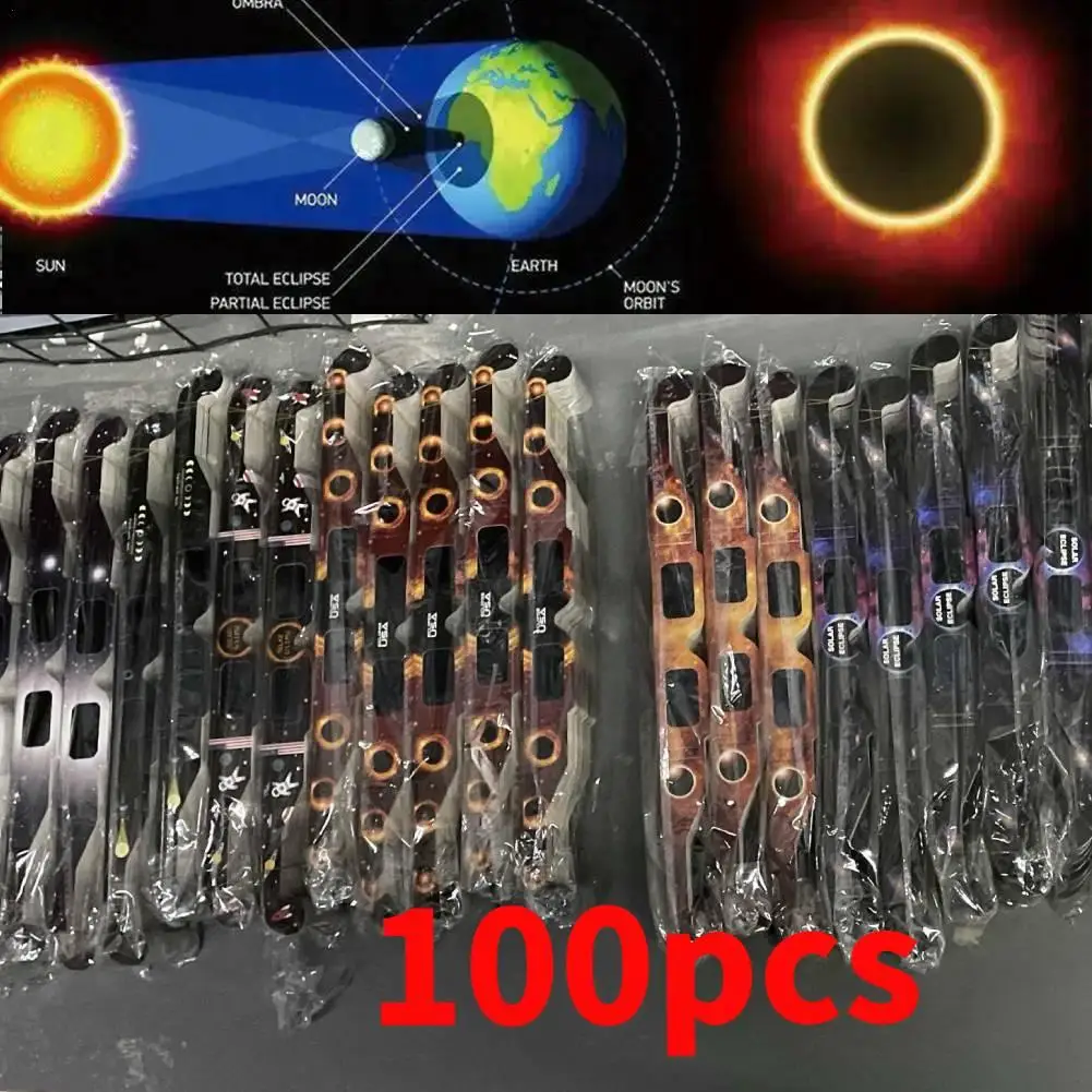 Wholesale 100pcs CE/ISO Certified Paper Solar Eclipse Glasses Safe For Direct Sun Viewing Observe Total Eclipses Partial Eclipse