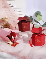 10 Pieces Premium Petal Wedding Candy Boxes Solid Color Wedding Gift Boxes for Portable and Wrappable Gifts Party Favor Bags