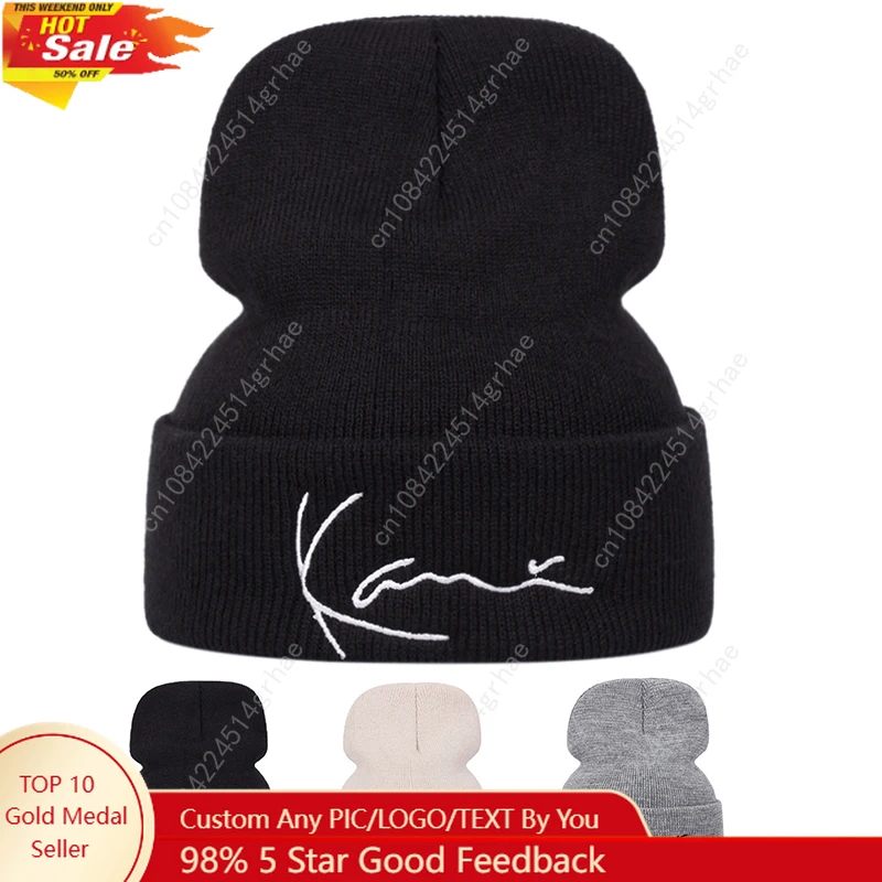 

Fashionable lettered knitted hats, warm woolen hats for men's and women's outdoor sports events in autumn and winter, bean hats,