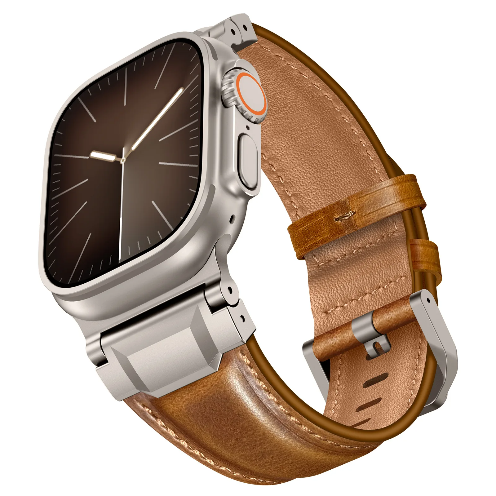 

Ремешок из натуральной кожи для Apple Watch Strap Ultra 3 2 49 мм Деловой мужской браслет для iWatch Series 11 10 9 8 7 SE3 46 мм 45 мм 44 мм