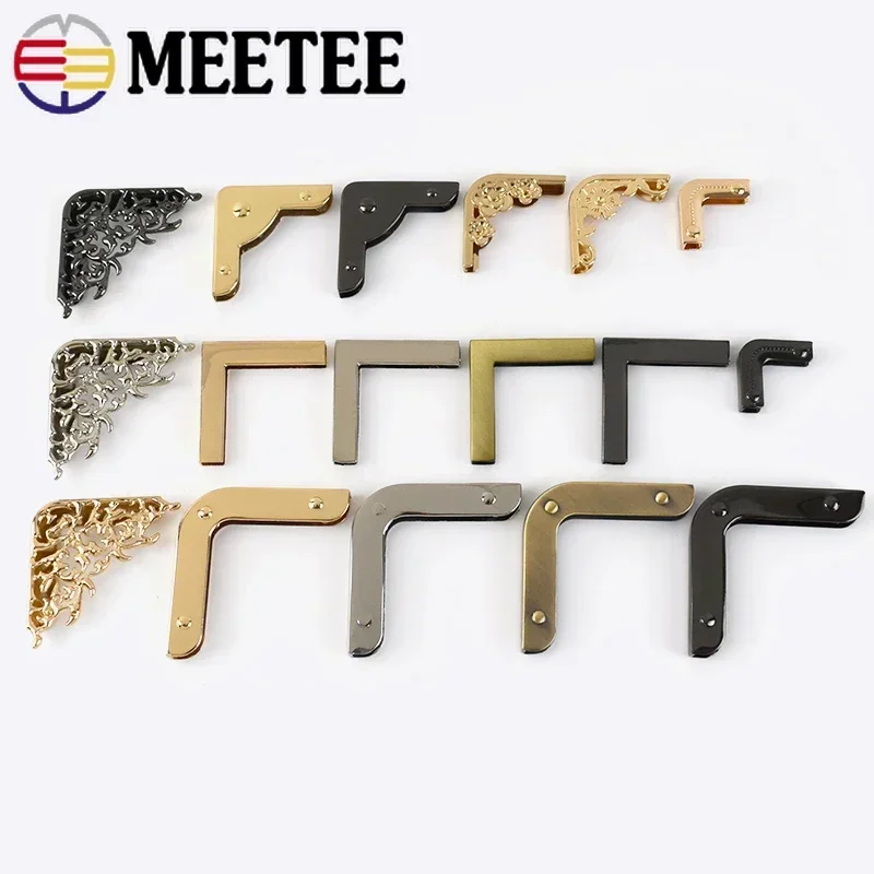 4/10Pcs Meetee 25-54mm Metal Protect Corner Bag Buckles Purse Book Decor End Clips Edge Banding DIY Crafts Hardware Accessories