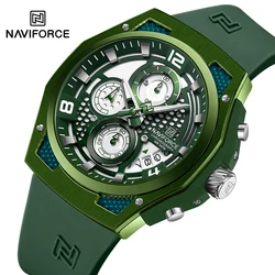 New NAVIFORCE Popular Men Military Wild 3ATM Waterproof Wristwatch Man Soft Silicone Band Quartz Chronograph Date Display Window