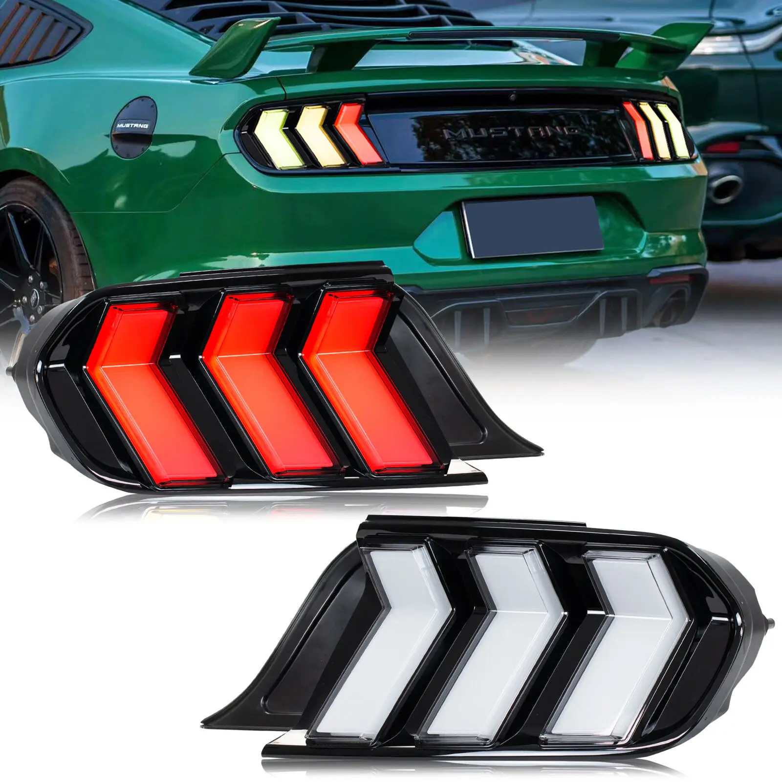 

LED Tail Lights Assembly for Ford Mustang 2015-2023 Animation Sequential Euro Sequential Turn Signal Trunk Rear Brake Lamps