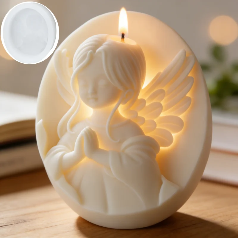 Praying Angel Girl 3D Relief Silicone Mold Non-Stick Reusable Mould for Candle Soap Epoxy Resin DIY Handmade Craft Home Decor