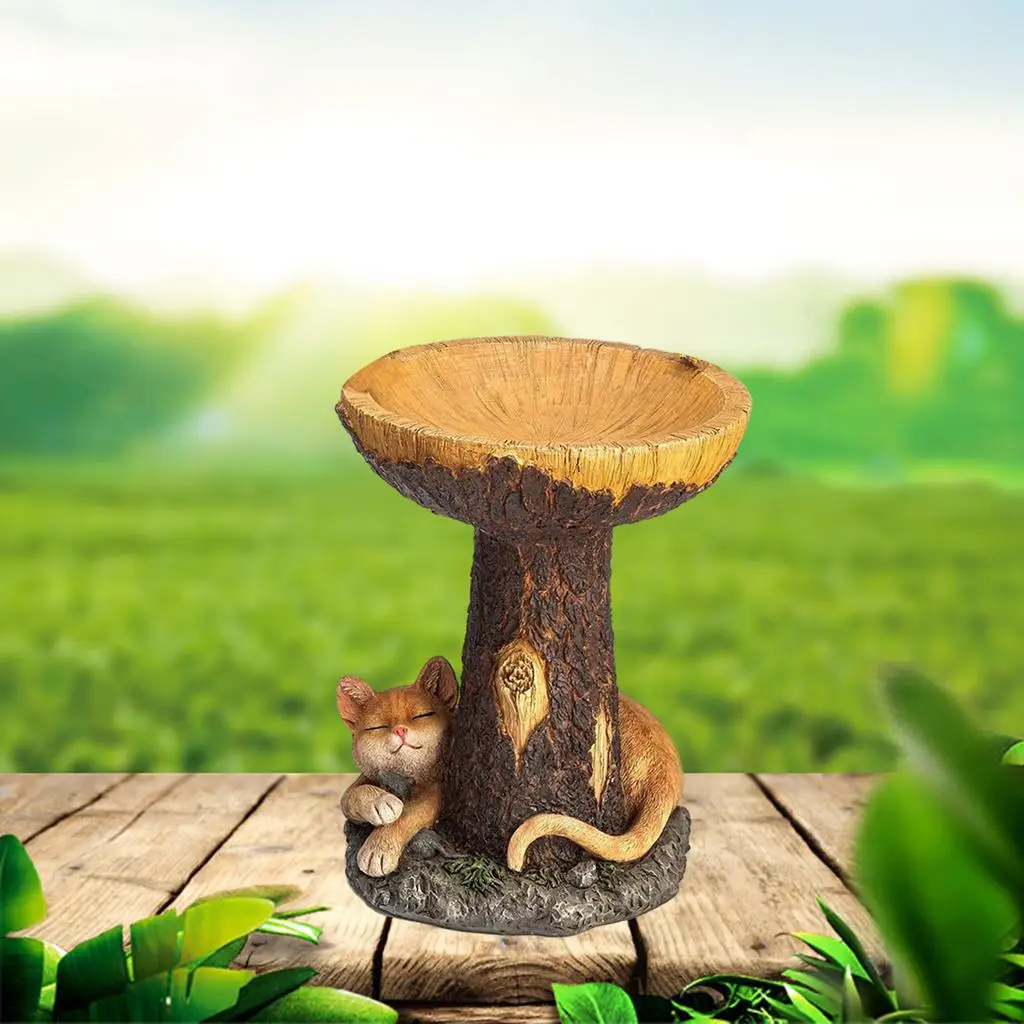 Resin Outdoor Bird Bath Decorative Yard Garden Decoration Cat Statue Sculpture Birdbath Tray Figurine Resin Outdoor Bird Bath Decorative Yard Garden Decoration Cat Statue Sculpture Birdbath Tray Figurine
