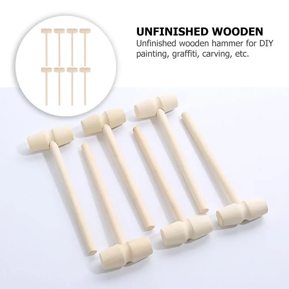 25Pcs Mini Wooden Crab Mallet Set Solid Wood DIY Painting Hand Eye Coordination Hammer for Children Wood Hammer Toy